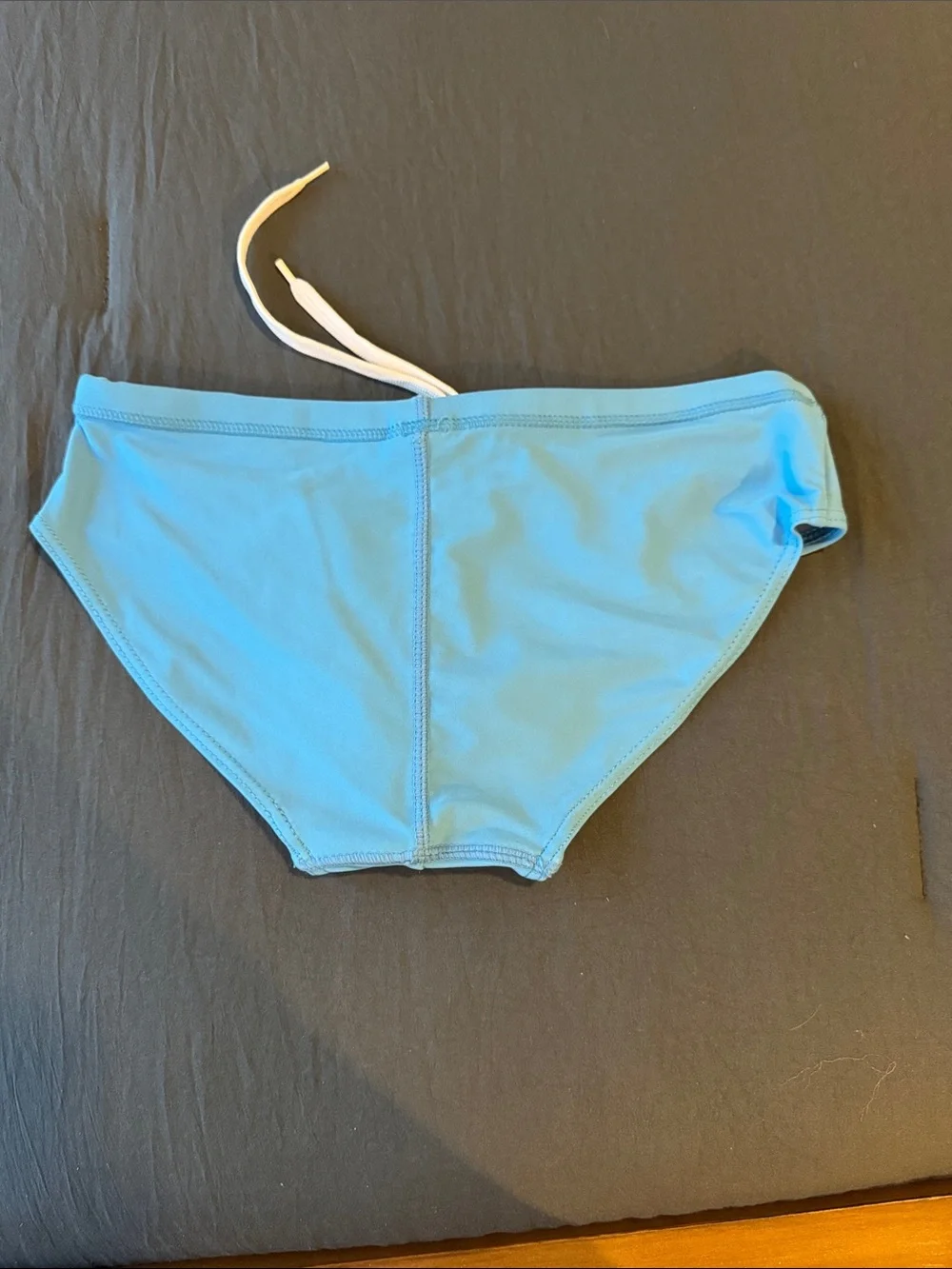 Sky Blue Men's Swim Briefs with Drawstring, Small With Center Back Seam